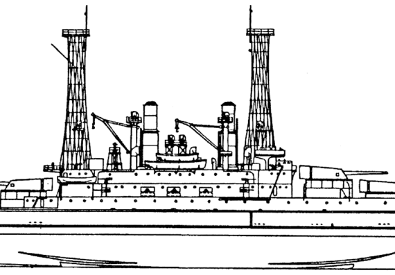 Корабль USS BB-27 Michigan [Battleship] (1912) - чертежи, габариты, рисунки